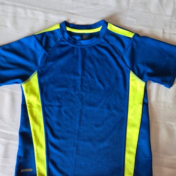Boy's Size Medium Short Sleeve Blue & Yellow Dri-Star Athletic op - Picture 2 of 9
